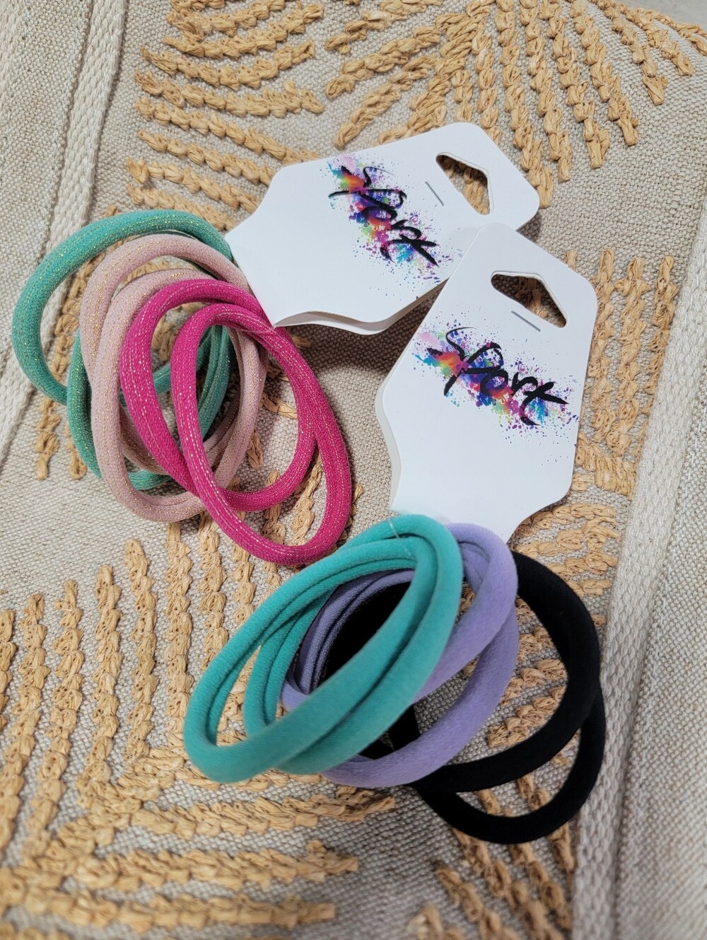 Sport Multicolor Elastic Hair Tie Set - Black, Pink, Mint, Lavender, Peach